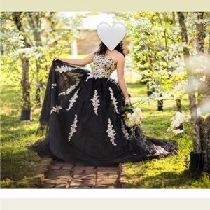 Elegant Black and White Gown